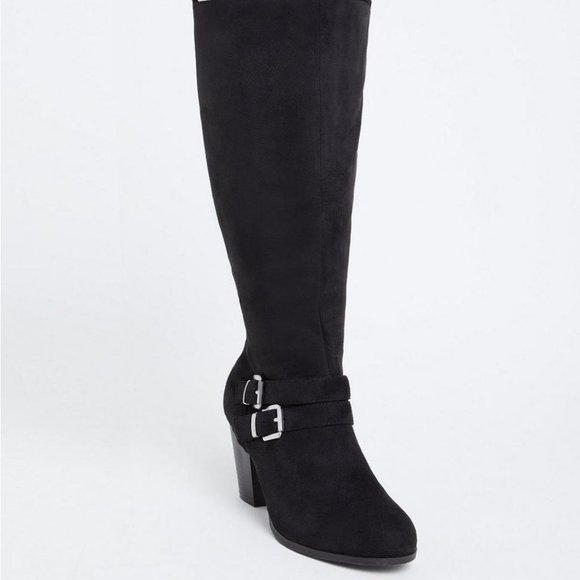 Torrid Size 11 - Black Faux Suede Strappy Tall Block Heel Boot (WW & Wide Calf) - Picture 2 of 4
